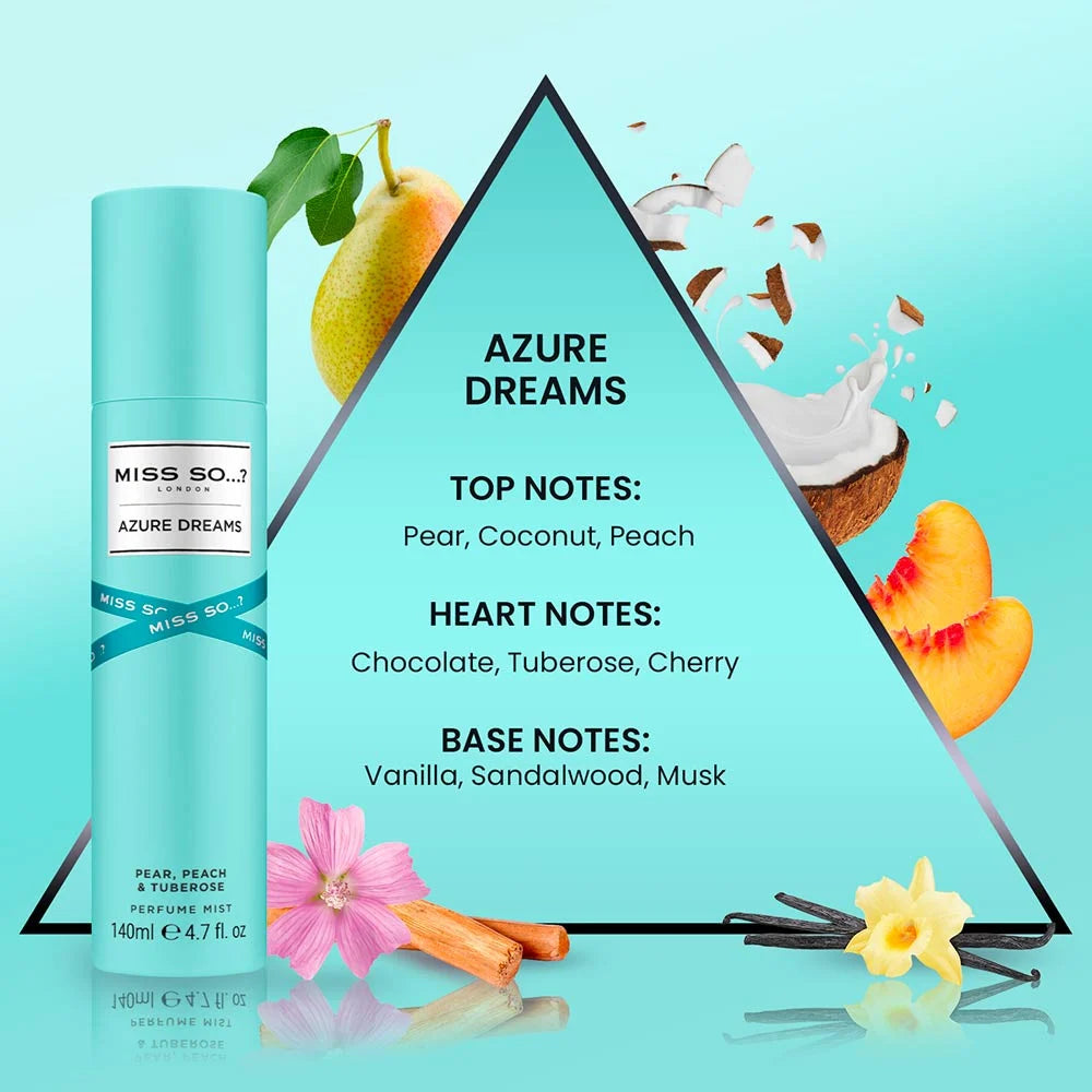 Brume Miss So Azure Dreams - Coco, Pêche, Cerise - 140ml