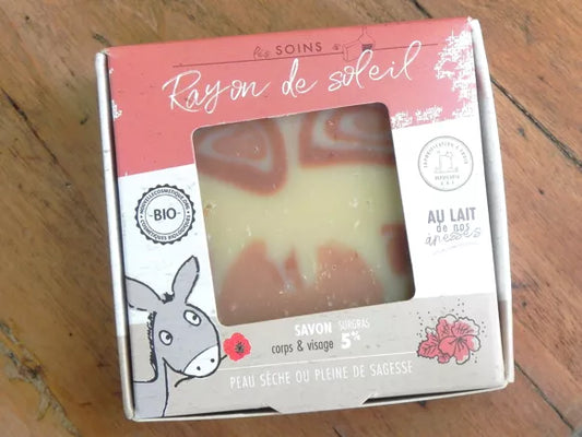 Savon soin au lait d'ânesse, artisanal & saponifié à froid - Rayon de soleil