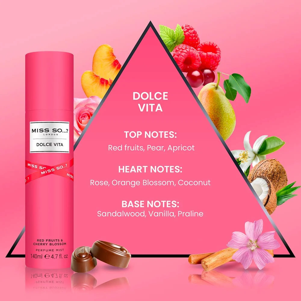 Brume Miss So Dolce Vita - Mandarine, Fleur de Cerisier, Vanille - 140ml
