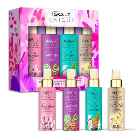 Coffret 4 Mini Brumes So Unique 50ml - Vanilla Latte, Coco Loco, Candy Love, Cherry Blossom
