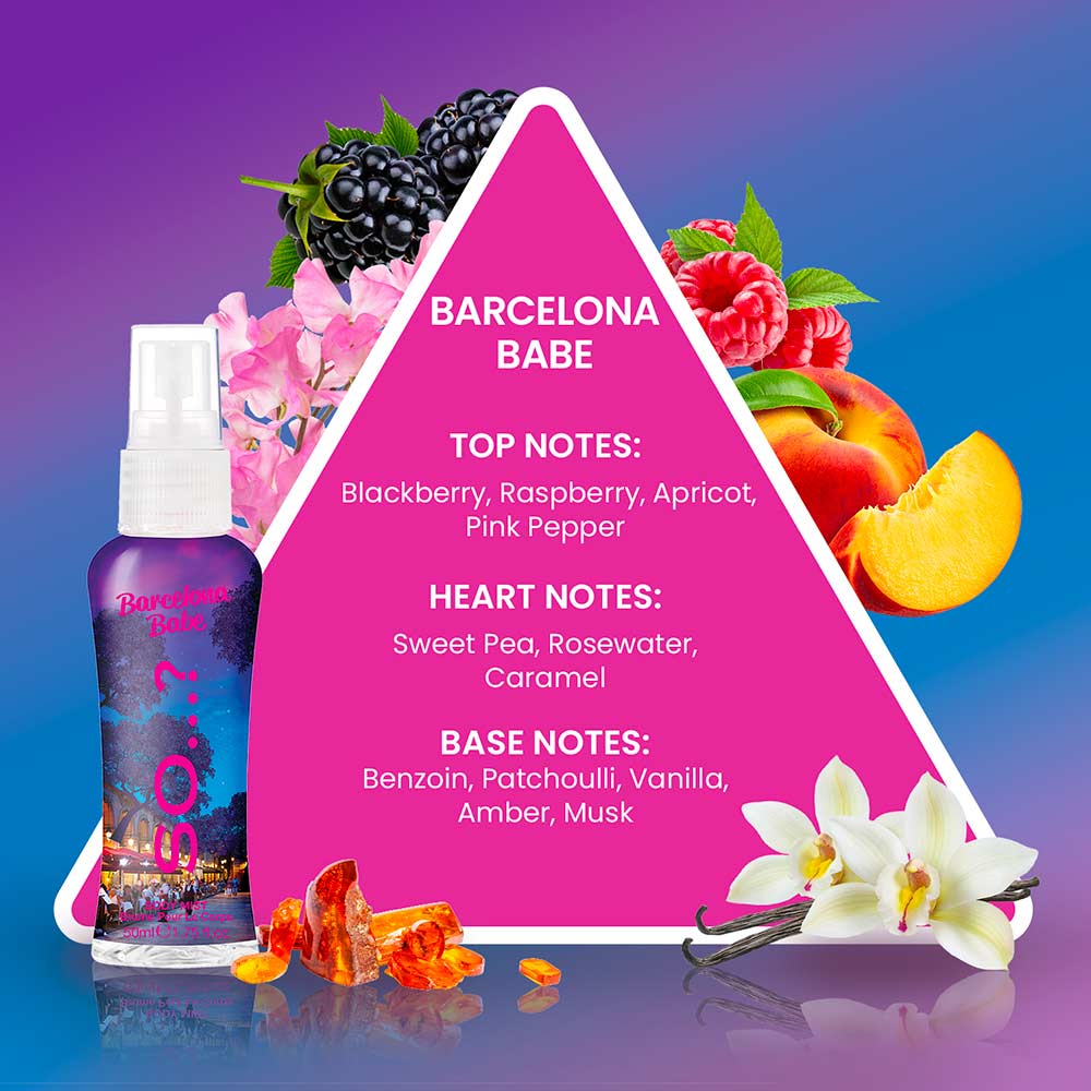 Mini Brume Barcelona Babe - Framboise, Rose, Ambre - 50ml